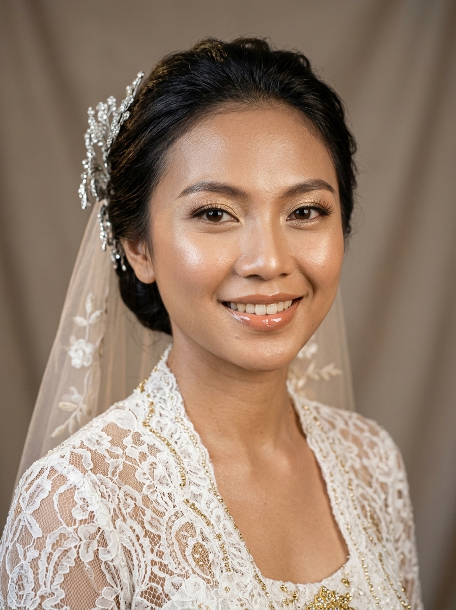 Hasil transformasi rias pengantin mewah oleh Gries Makeup Malang